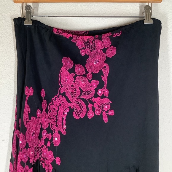 VINTAGE Mesh Y2K Skirt Handkerchief Hem Fairy Grunge Whimsigoth Black Pink 1X - Picture 3 of 11